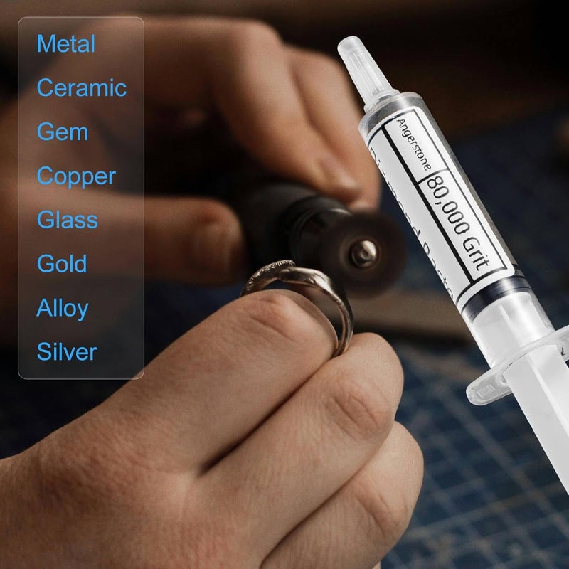 Angerstone Extra-Large 100g Diamond Polishing Compound Kit, 40% Concentration Lapping Compound 80,000 to 450 Grit, Diamond Stropping Compound for Metal, Glass Watch Jewelry Resin Marble Diamond Paste - Image 5